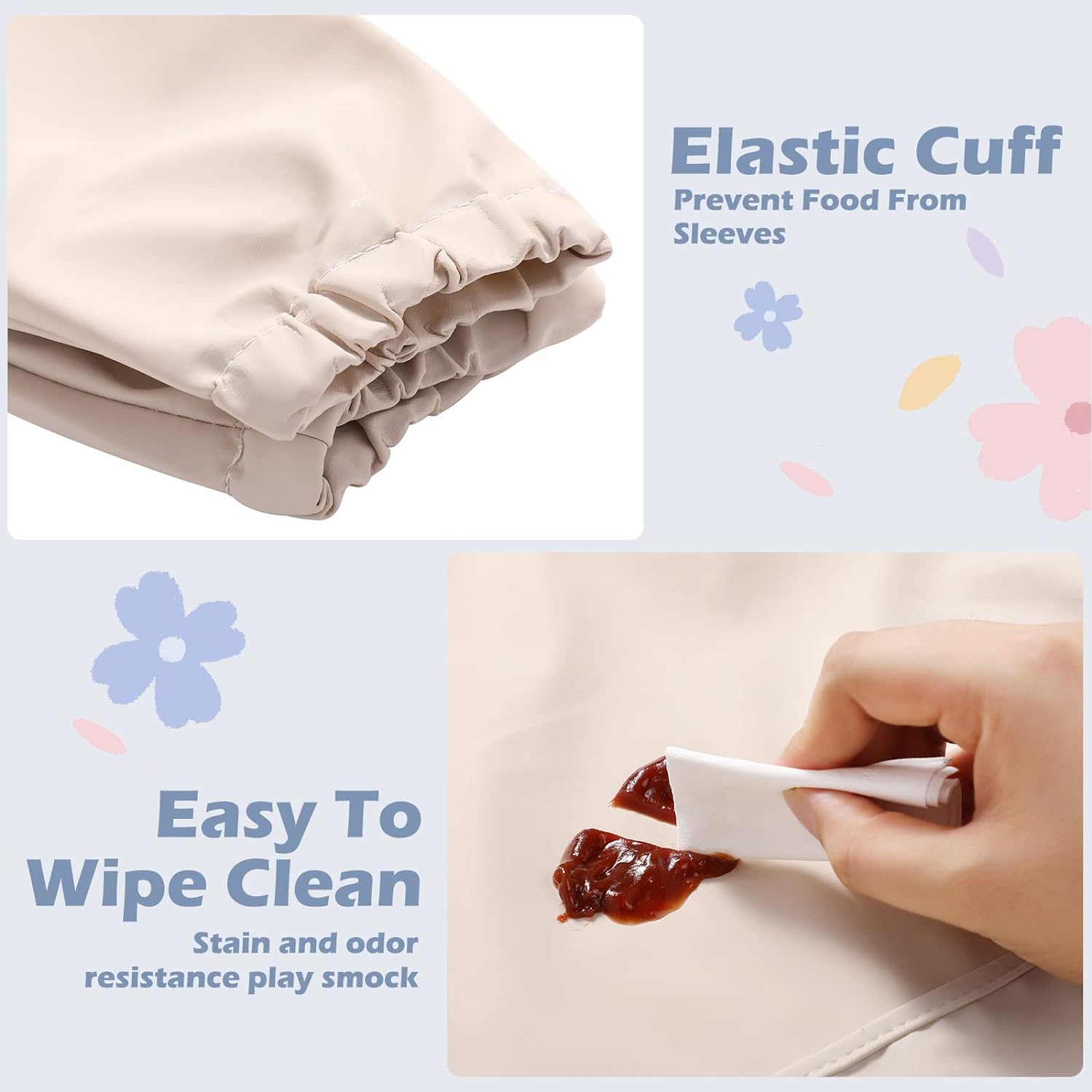 4 Pack Long Sleeve Baby Bibs Waterproof Long Sleeved Bib Baby Eating Smock Bib Feeding Baby Bib with Sleeves Baby Shirt Bib with Food Catcher Soft Art Smock Bibs for Babies Toddlers 6-36 Months - Image 3